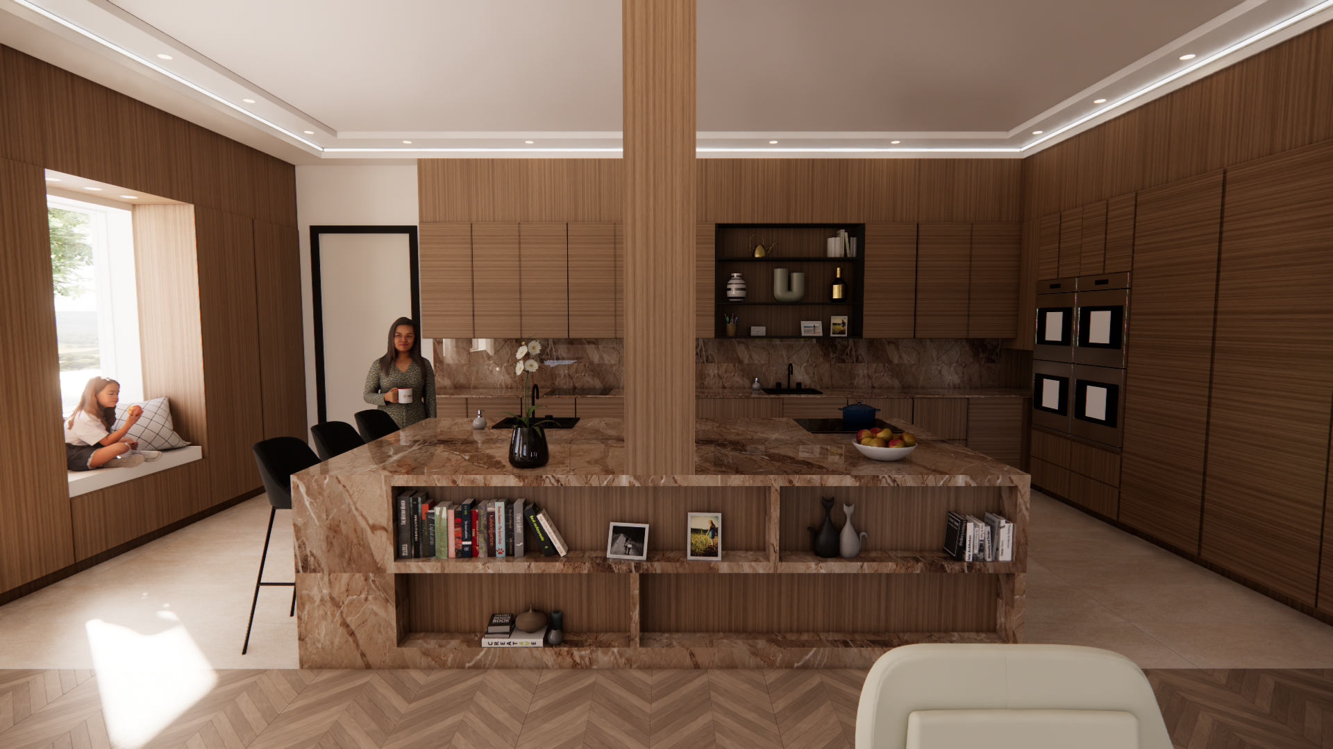 Kitchen remodel 3D model of the kitchen in residential project