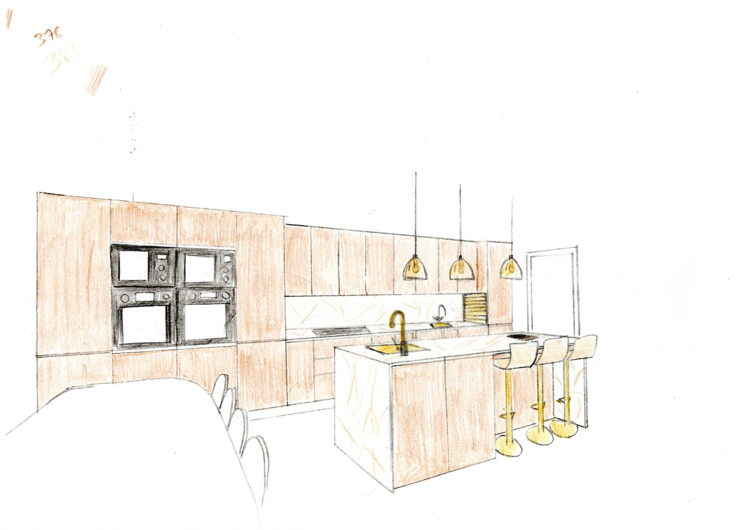 Kitchen remodel sketch Kitchen Remodel hand drawn sketch